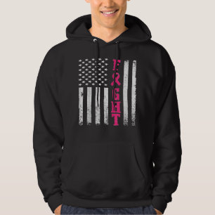 Medvetenhet om bröstcancer Amerikansk Flagga Distr Hoodie