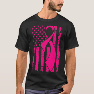 Medvetenhet om bröstcancer Amerikansk Flagga Distr T Shirt