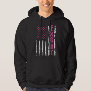 Medvetenhet om bröstcancer Amerikansk Flagga Kamp  Hoodie