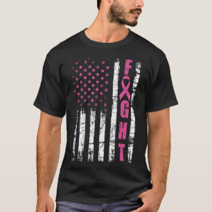 Medvetenhet om bröstcancer Amerikansk Flagga Kamp  T Shirt