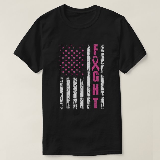 Medvetenhet om bröstcancer Amerikansk Flagga Kamp  T Shirt (Design framsida)
