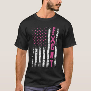 Medvetenhet om bröstcancer Amerikansk Flagga Kamp  T Shirt