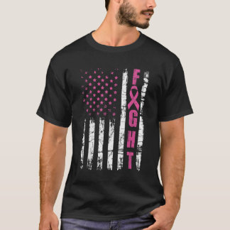 Medvetenhet om bröstcancer Amerikansk Flagga Kamp  T Shirt