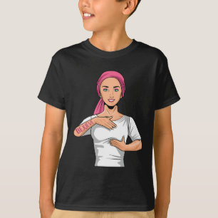 Medvetenhet om bröstcancer - amerikanska teckenspr t shirt