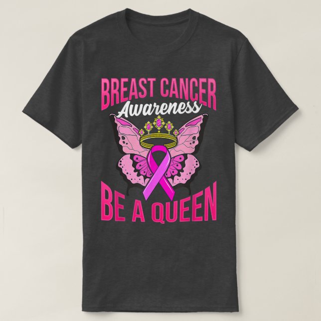 Medvetenhet om bröstcancer är drottning Ribbon Ros T Shirt (Design framsida)