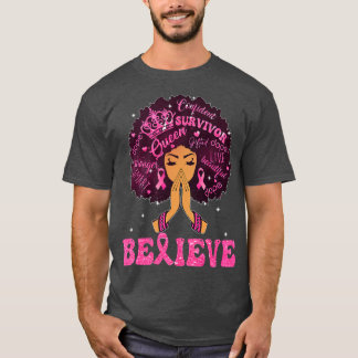 Medvetenhet om bröstcancer Black Women Girl Suppor T Shirt