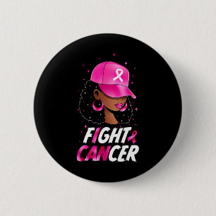 Medvetenhet om bröstcancer Black Women Warrior Sup Knapp