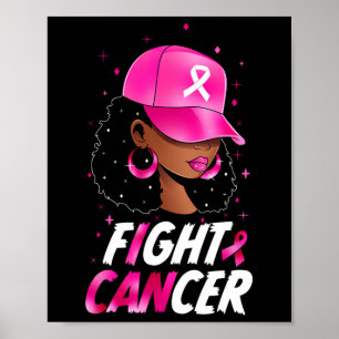 Medvetenhet om bröstcancer Black Women Warrior Sup Poster