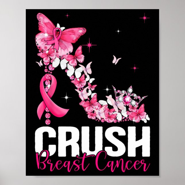 Medvetenhet om bröstcancer Bling Rosa Ribbon Women Poster (Framsidan)