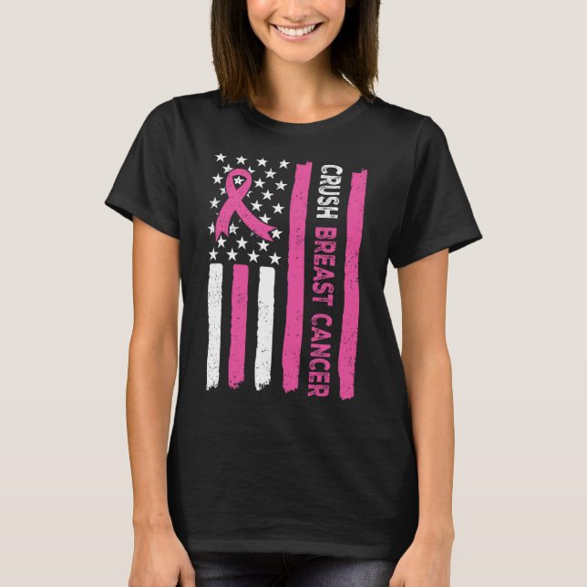 Medvetenhet om bröstcancer Bling Rosa T Shirt (Framsida)