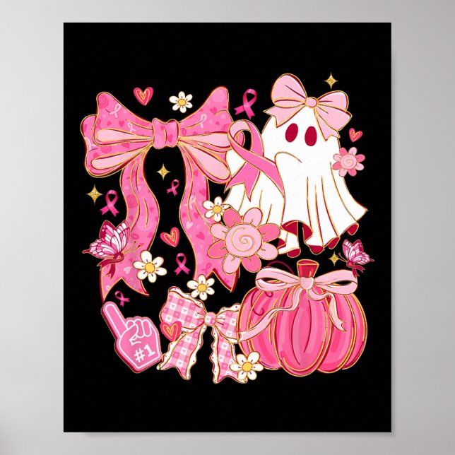 Medvetenhet om bröstcancer Boo Ghost Coquette Bow  Poster (Framsidan)