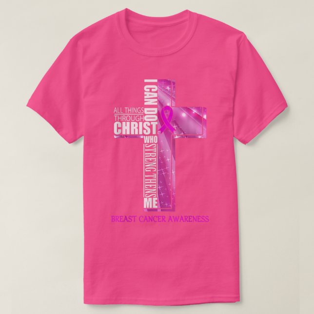 Medvetenhet om bröstcancer Christian Kor Ribbon T Shirt (Design framsida)