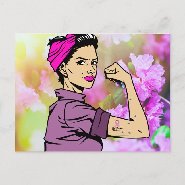 medvetenhet om bröstcancer/citat/stöd/gåva vykort (Framsida)