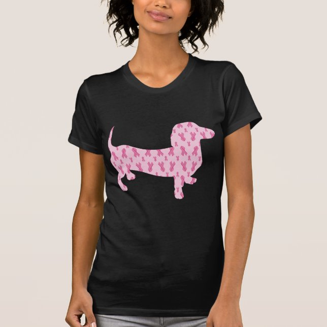 Medvetenhet om bröstcancer Dachshund T-shirt (Framsida)
