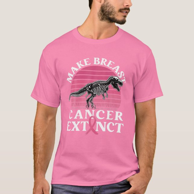 Medvetenhet om bröstcancer Dinosaur gör cancerexti T Shirt (Framsida)