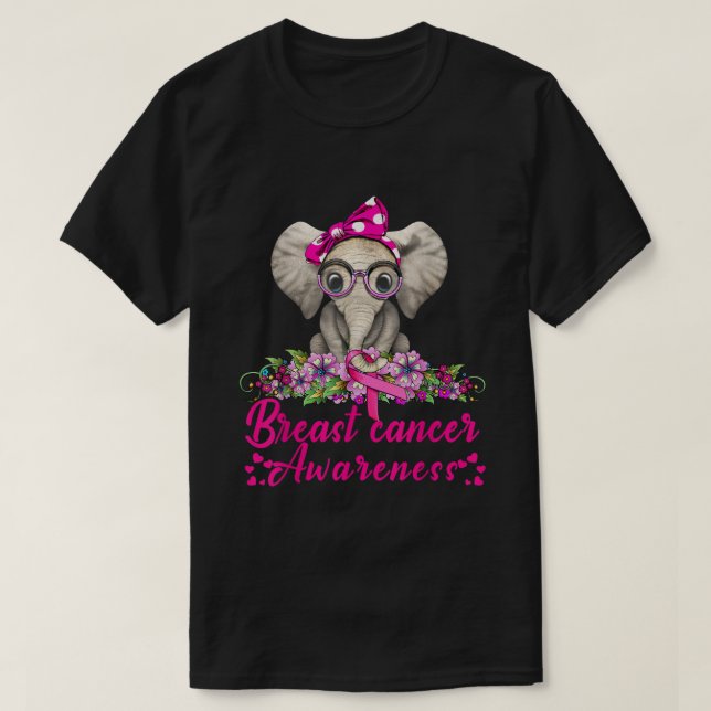 Medvetenhet om bröstcancer Elephant T Shirt (Design framsida)