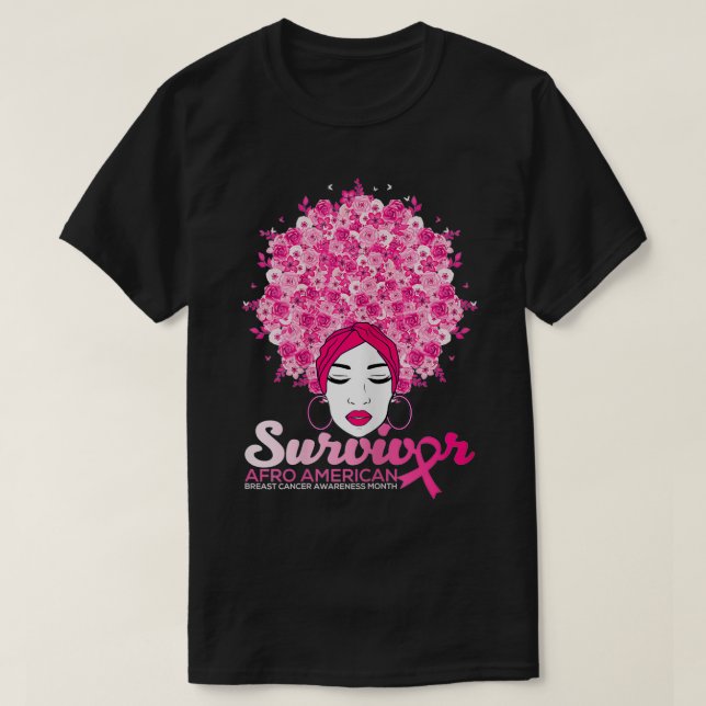 Medvetenhet om bröstcancer för afrikansk Afro Am T Shirt (Design framsida)