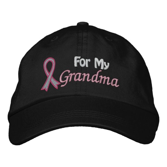 Medvetenhet om bröstcancer för min mormor broderad keps (Framsida)