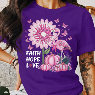 Medvetenhet om bröstcancer Hoith Hope Kärlek Flami T Shirt