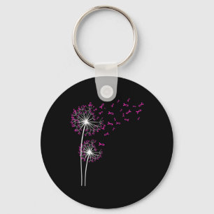 Medvetenhet om bröstcancer i Dandelion Faith Hope Nyckelring