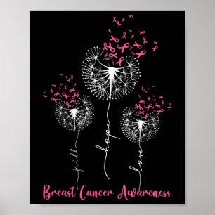 Medvetenhet om bröstcancer i Dandelion Faith Hope Poster