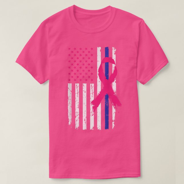 Medvetenhet om bröstcancer i den amerikanska polis t shirt (Design framsida)