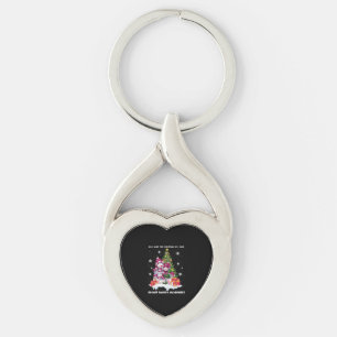 Medvetenhet om bröstcancer i Julgran Twisted Heart Silverfärgad Nyckelring