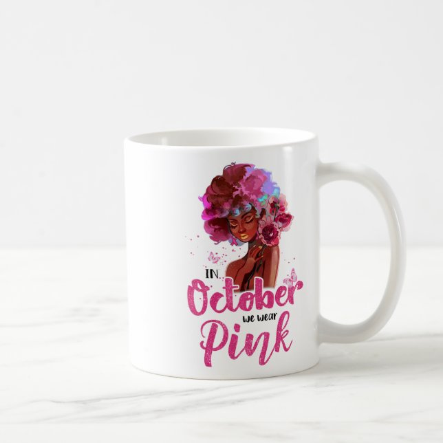 Medvetenhet om bröstcancer i oktober Bära Rosa Bl Kaffemugg (Höger)