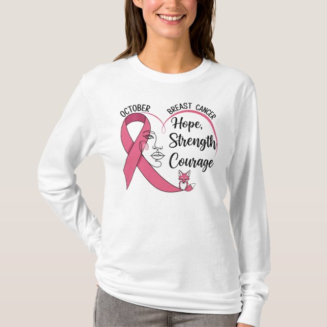 Medvetenhet om bröstcancer i oktober t shirt (Framsida)