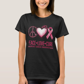 Medvetenhet om bröstcancer i Peace KÄRLEK CURE T Shirt