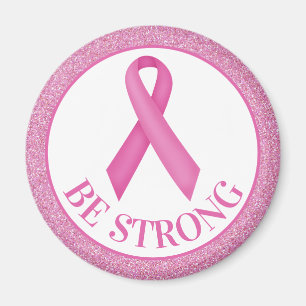 Medvetenhet om bröstcancer i Rosa Glitter Magnet
