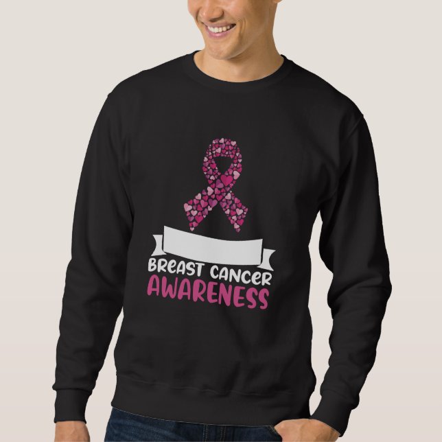 Medvetenhet om bröstcancer Kvinnor vid Rosa Lång Ärmad Tröja (Framsida)