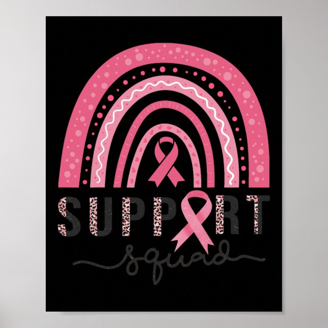 Medvetenhet om bröstcancer Leopard Rosa Rainbow Poster (Framsidan)