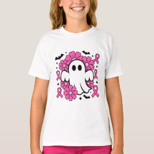 Medvetenhet om bröstcancer med Rosa Flowers T Shirt