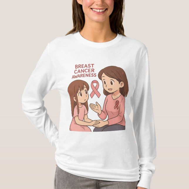 Medvetenhet om bröstcancer - Mor och dotters Rosa T Shirt (Framsida)