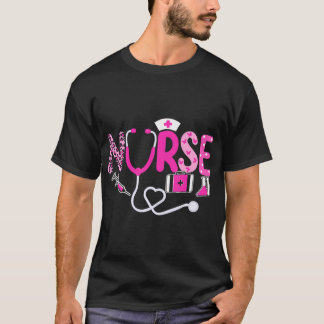 Medvetenhet om bröstcancer Nurse Rosa Ribbon T Shirt