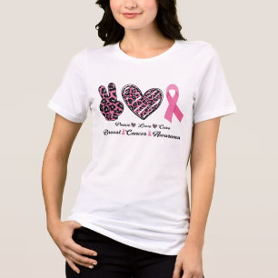 Medvetenhet om bröstcancer Peace Kärlek Cure Rosa T Shirt