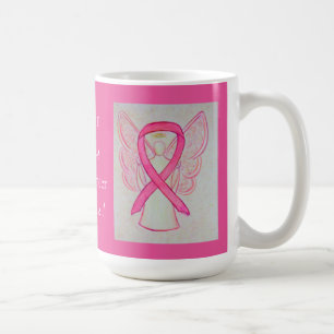 Medvetenhet om bröstcancer Ribbon Angel Anpassning Kaffemugg
