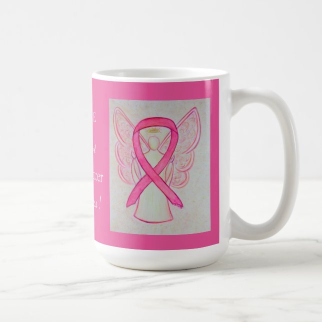Medvetenhet om bröstcancer Ribbon Angel Anpassning Kaffemugg (Höger)