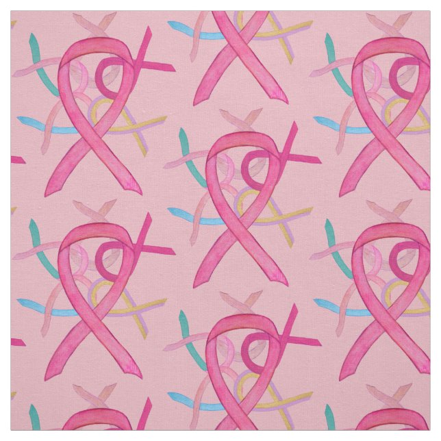 Medvetenhet om bröstcancer Ribbon Fabric Material Tyg (Provkarta)