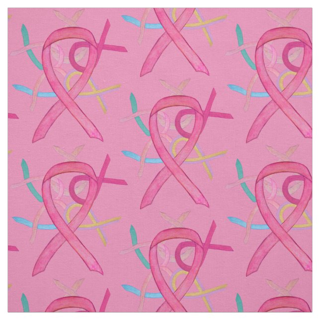Medvetenhet om bröstcancer Ribbon Fabric Material Tyg (Provkarta)