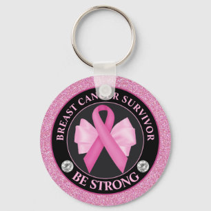 Medvetenhet om bröstcancer Ribbon Survivor Nyckelring