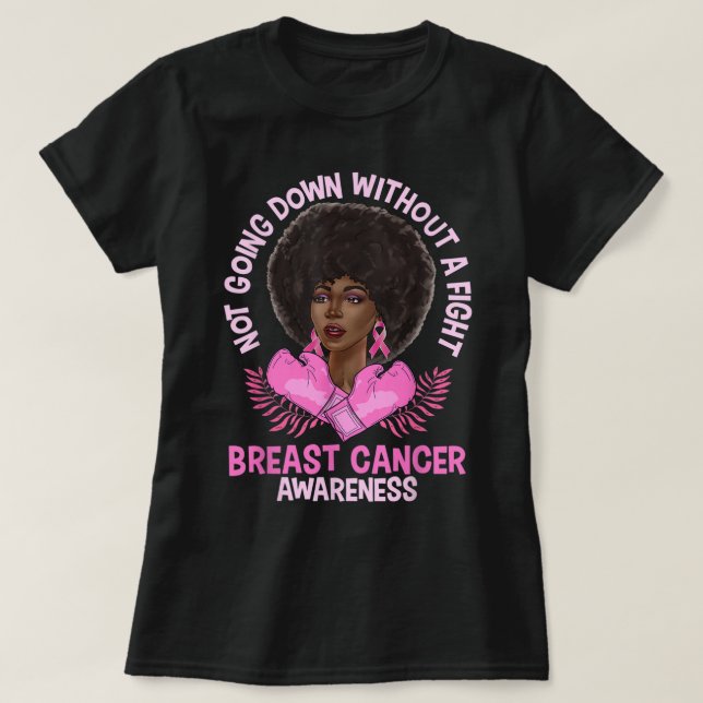 Medvetenhet om bröstcancer Rosa African American A T Shirt (Design framsida)