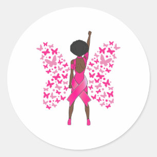 Medvetenhet om bröstcancer Rosa Butterflies Africa Runt Klistermärke