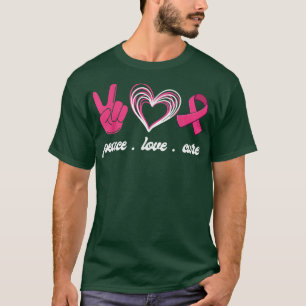 Medvetenhet om bröstcancer Rosa Peace Kärlek Cure  T Shirt