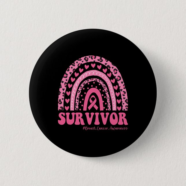 Medvetenhet om bröstcancer Rosa Regnbågscancer brö Knapp (Framsida)