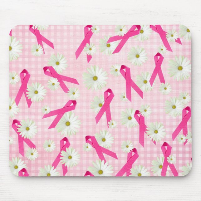 Medvetenhet om bröstcancer rosa rosett band musmatta (Framsidan)