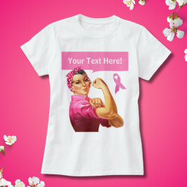 Medvetenhet om bröstcancer Rosie the Riveter rosa T Shirt