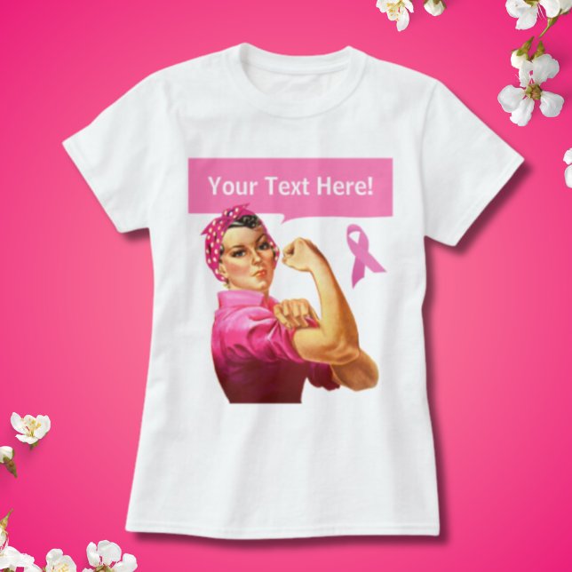 Medvetenhet om bröstcancer Rosie the Riveter rosa T Shirt (Pink Ribbon Rosie the Riveter T-Shirt)
