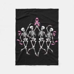 Medvetenhet om bröstcancer Skeleton Dancing Rosa R Fleecefilt